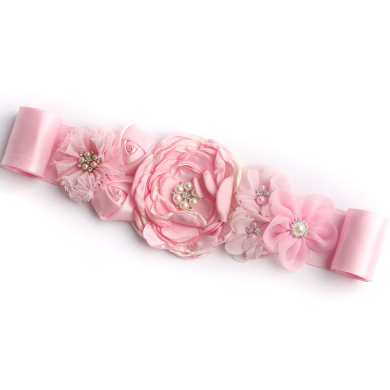 Rosa blomma bälte brudtärna mamma skärp foto rekvisita baby flicka dusch barn bälten flickor bröllop blomma flicka skärp för klänningar