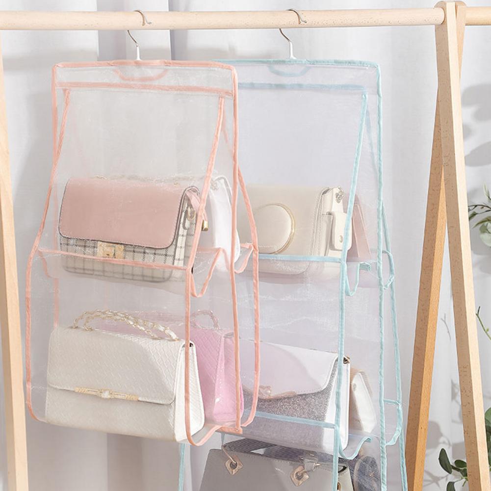 Estante de almacenamiento para sala de estar, bolsa organizadora de doble cara con textura fina de 4 colores, soporte colgante grueso