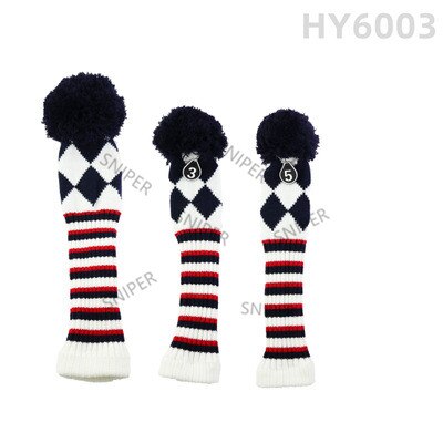 Golf Hout Club Cover #1/#3/#5 Driver/Fairway Hoofd Covers Pom Pom Gebreide lange-Hals Sok Stijl Golf Headcovers: 3pcs white