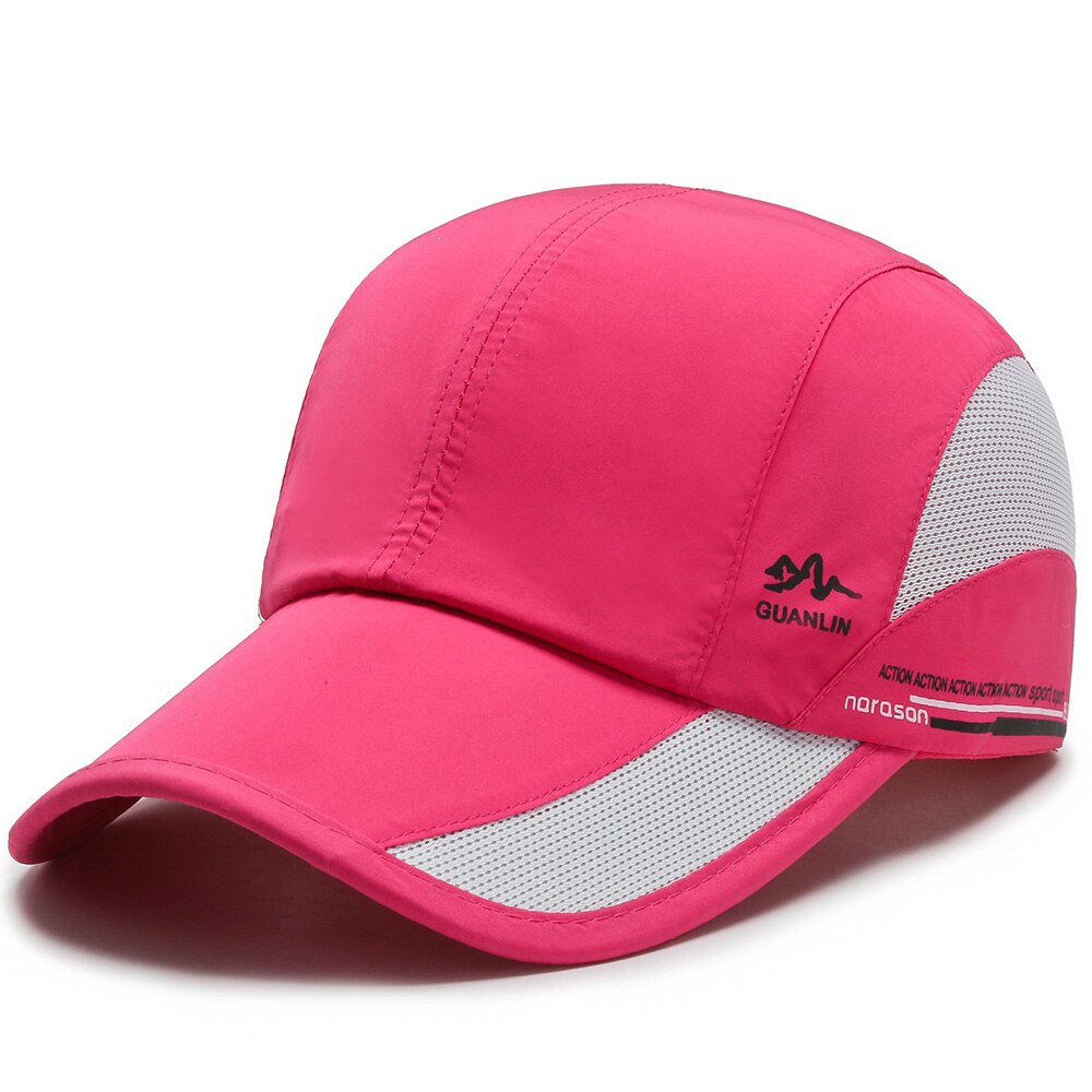 Summer Outdoor Sun Hats Quick Dry Waterproof Golf Fishing Cap Adjustable Unisex Baseball Caps: rose red