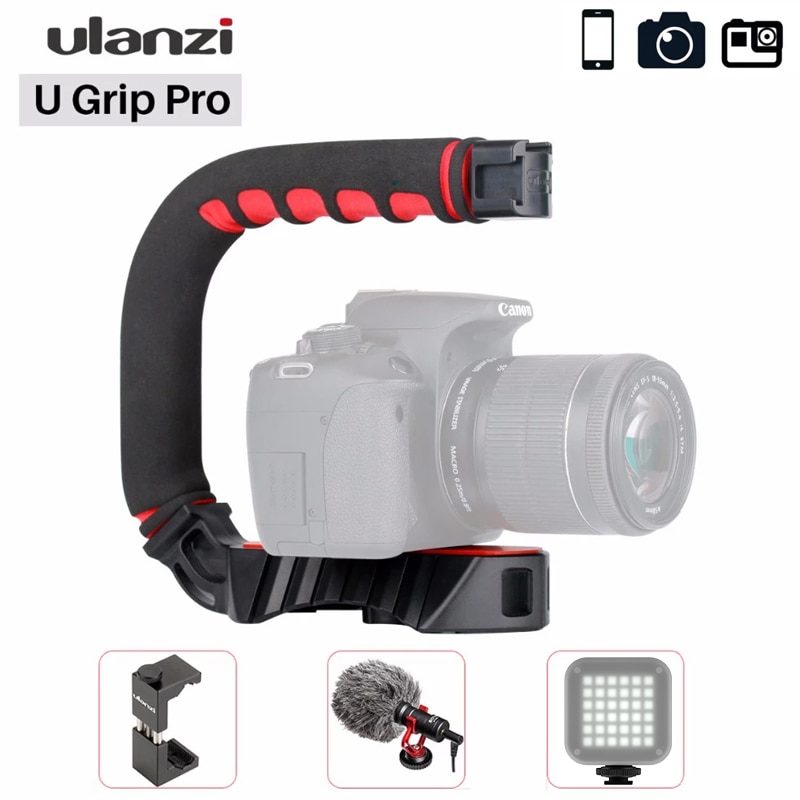 Ulanzi-estabilizador de cámara u-grip Pro, plataforma de vídeo, jaula, Triplle, Zapata fría, Steadicam de mano para iPhone 11, GoPro 7, 6, 5, Canon y Sony