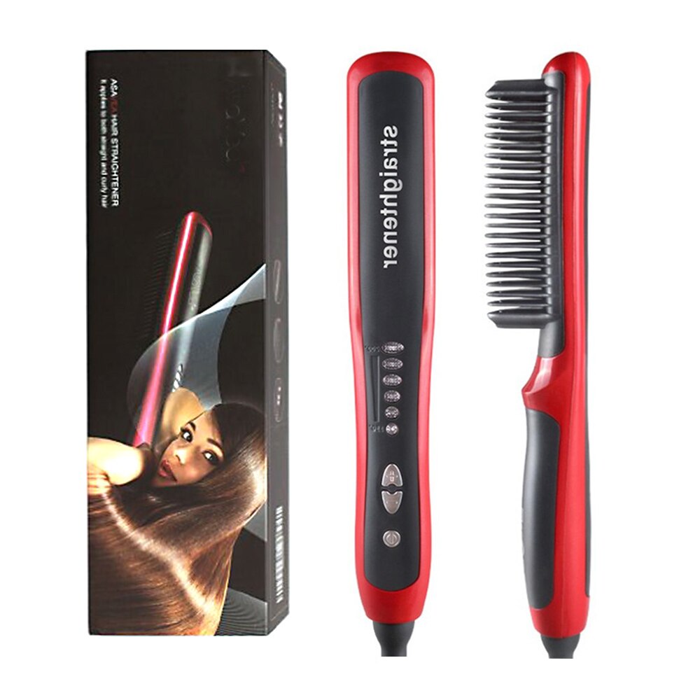 Peigne chauffant en céramique pour hommes, brosse à lisser les cheveux, multifonctionnel, Anti-brûlure, pour barbe: with box / EU