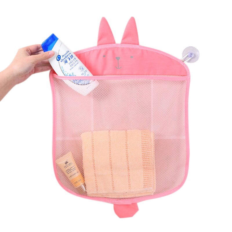 Baby Bath Toys Cute Duck Frog Mesh Net Toy Storage Bag Strong Suction Cups Bath Game Bag Bathroom Organizer Water Toys for Kids: Pink