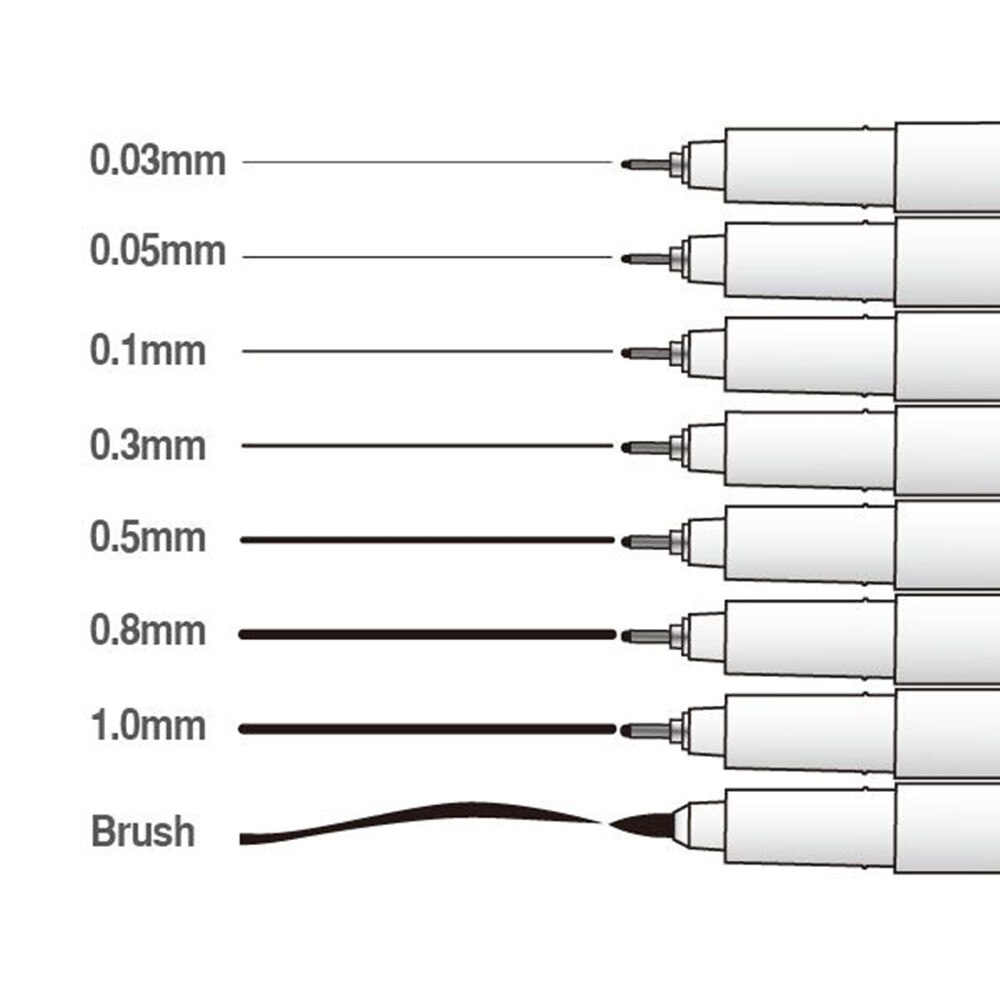 Marvy Art Markers Sketch Liner Brush 0.03mm/0.05mm/0.1mm/0.3/0.5/0.8/1.0mm Drawing Pen Comic Painting Art Supplies