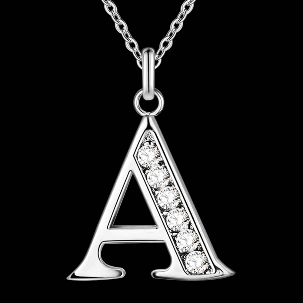 Letter A-S silver plated Necklace, Stamp 925 silver jewelry Pendant /XYLQNNAG XYLQNNAG