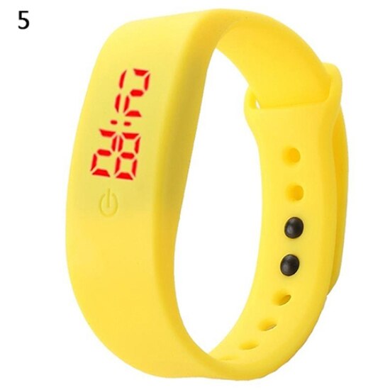 Sales! Aankomst Vrouwen Mannen Siliconen Band Band Digitale Led Display Armband Pols Sport Horloge: YELLOW