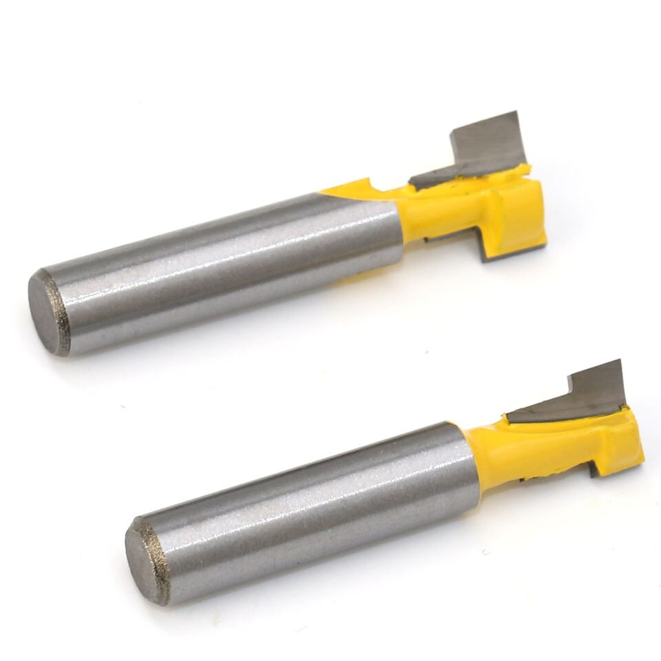 1pc 8mm skaft t-spor slotting & t-slot nøglehulsfræser træfræser stål stålhåndtag 3/8 '' & 1/2 '' længdefræser til træ: 2 stk
