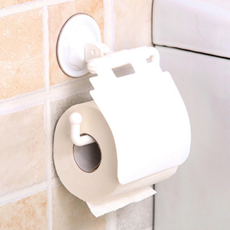 Soporte para papel de cocina, ventosa de plástico para pared, portarrollos de papel higiénico para baño con cubierta, accesorios para baño