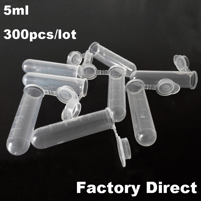300pcs/lot 5ml Plastic centrifuge tube Test Tubing Vial Clear PP Container Laboratory Sample Specimen Supplies