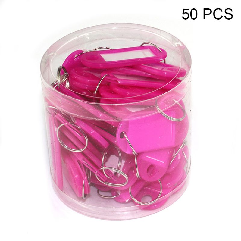 50Pcs Key Id Tag Bagage Bagage Naam Label Kaart Met Split Ring Sleutelhanger F3MD: HP