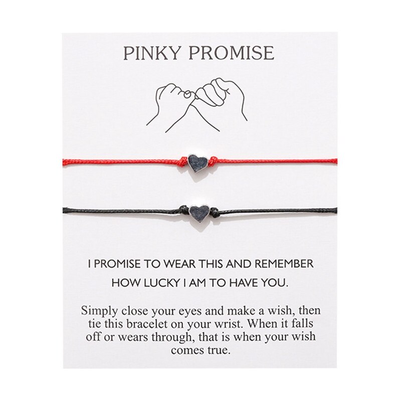 Pinky Promise Distance-Pulseras a juego para mejores amigos, pareja, familia, mujer, hombre, chicas adolescentes con tarjeta: BL4856MC