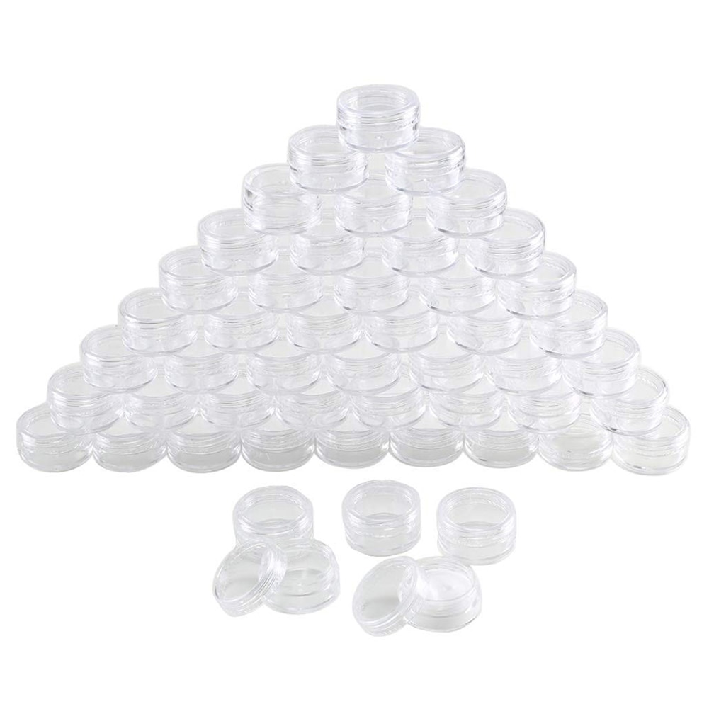 100 Pcs 5ml Clear Plastic Pot Jars Cosmetic Containers Sample Container Mini Bottle Mdf