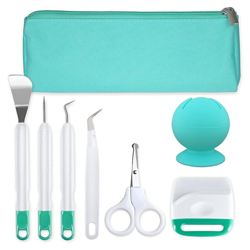 8Pcs/Set Diy Craft Vinyl Weeding Tools Cardstock Crafting Basic Tools Kit For Cricut Maker Silhouette Acces Vinyl: sky blue