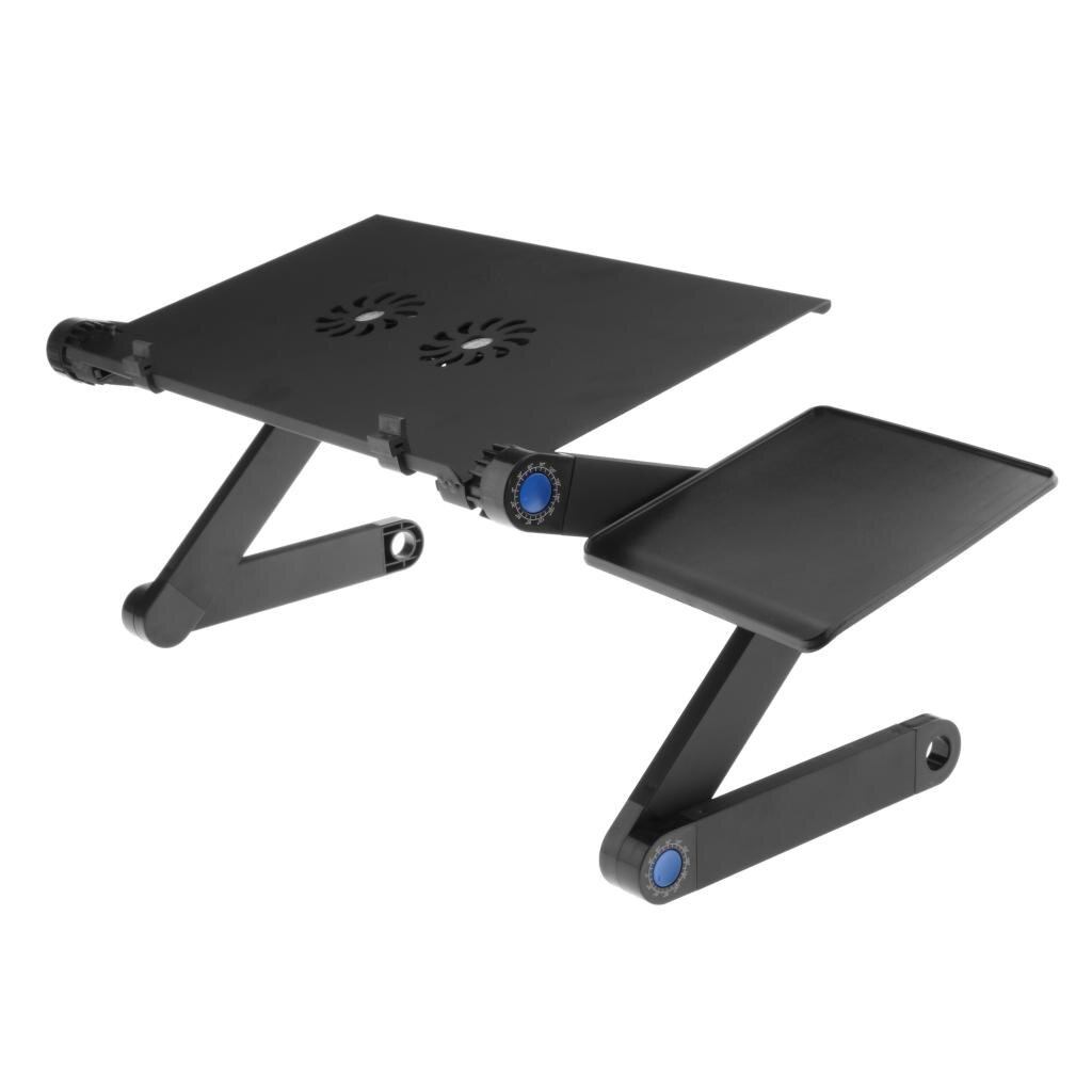 Adjustable Laptop Stand Foldable Aluminum Laptop Stand Desk Cooling Fan Computer Laptop Office Lazy Table Stand Desk Stand: Black 2