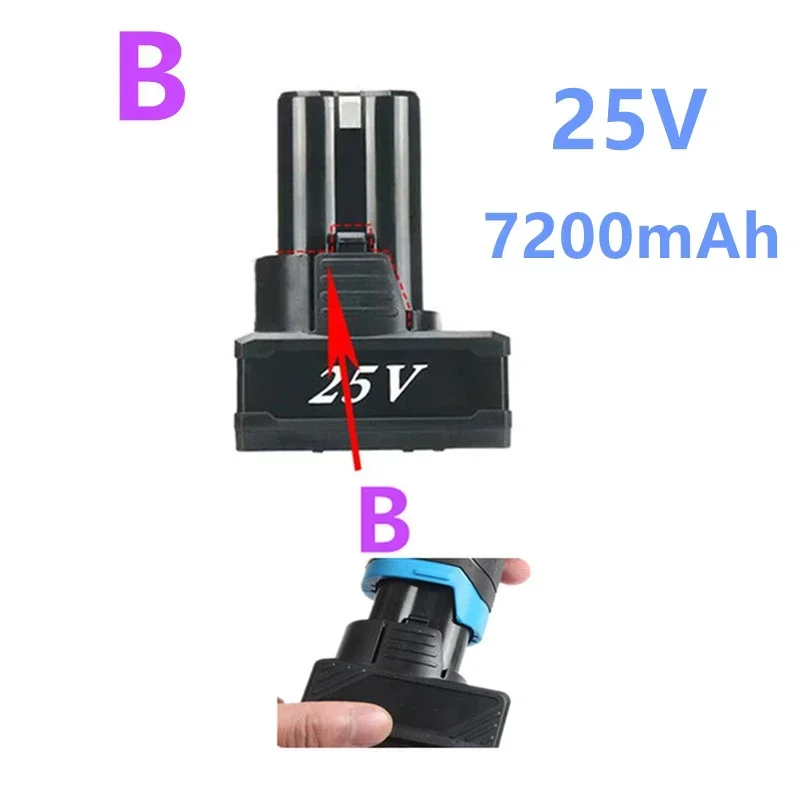 Batería de iones de litio de 25V, 21V, 16,8 V, 12V, 18650 para destornillador inalámbrico, taladro eléctrico, herramientas eléctricas, cargador de batería de 3,7 V: green
