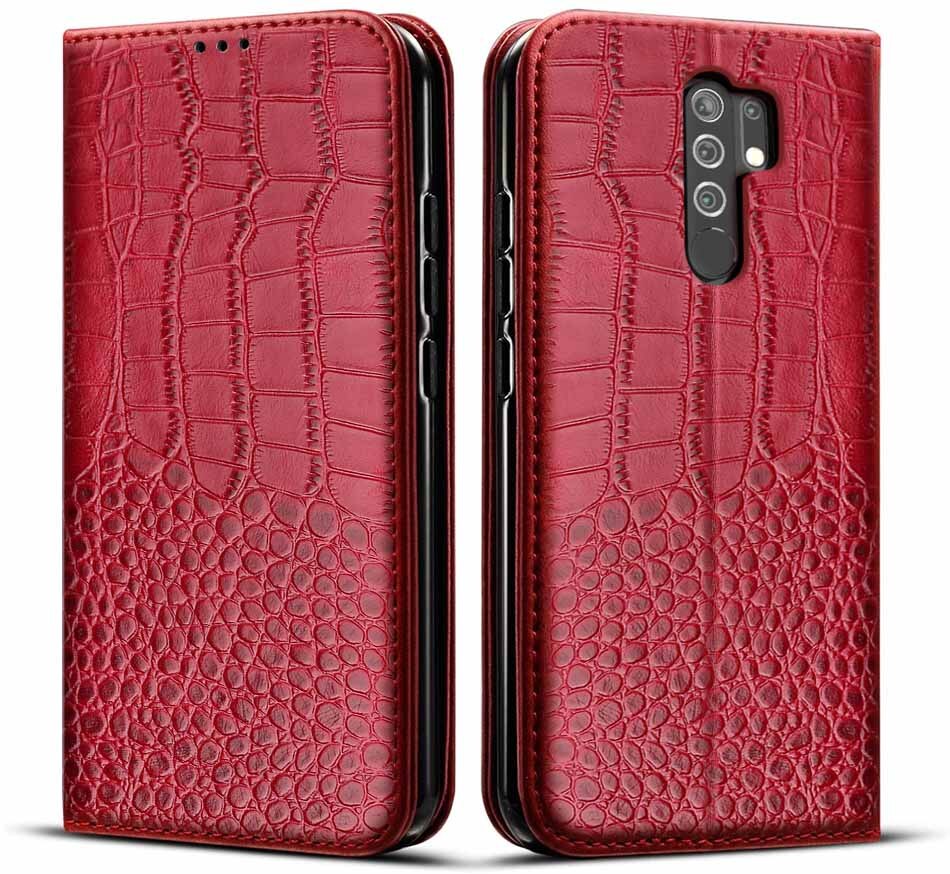 Case for Xiaomi Redmi 9 Case Flip Luxury For Redmi 9 Case redmi9 cover Wallet Leather Book Phone Coque Capa: Style 1 Red