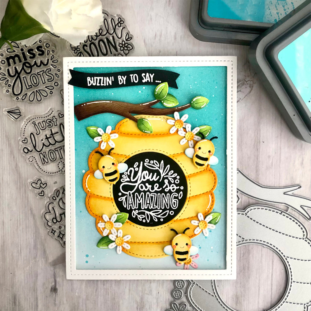 Critter Border Diglogue Cutting Dies Clear Stamps Happy Birthday Sentiments for DIY Scrapbooking Paper Cards Craft