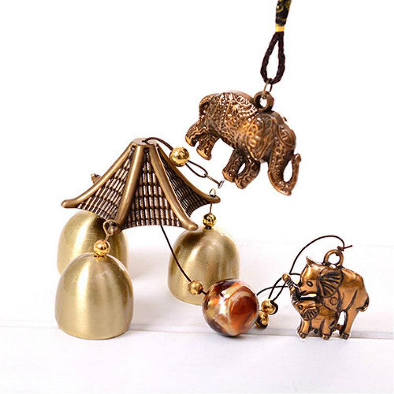 1Pcs Antique Wind Chime Copper Yard Garden Outdoor Living Decoration Metal Wind Chimes Outdoor Chinese Oriental Lucky Metal Win: elephant