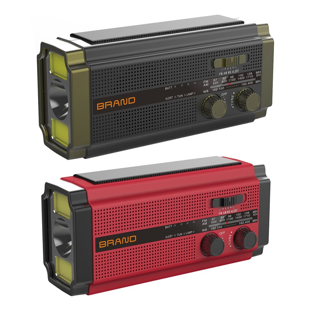 Solar Radio Hand Crank Emergency Flashlight Reading Light AM FM NOAA Phone Charger SOS Alarming Outdoor Survival Power Bank