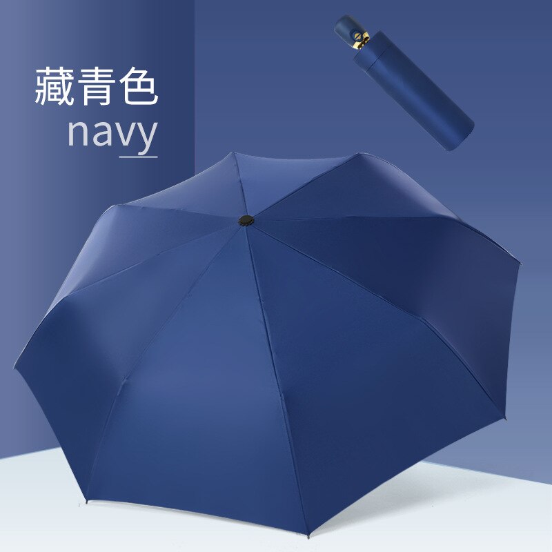 Ins Automatische Paraplu Opvouwbare Parasol Parasol Paraplu Paraplu Regen Vrouwen Strand Paraplu Mode Multi-color: Navy
