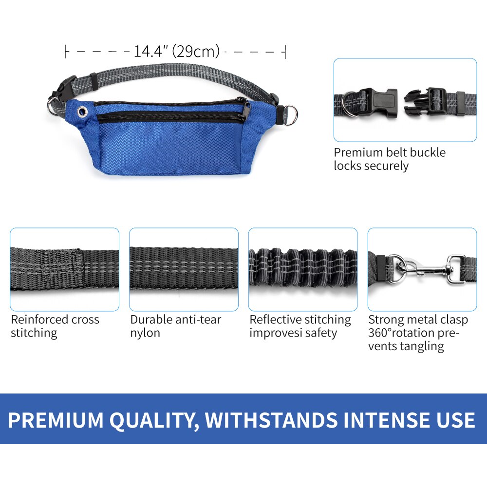 Multi Function Dogs Leash Waist Pocket Waterproof Hands Free Dog Belt Running Product Elasticity Adjustable Waist Dog Leashes