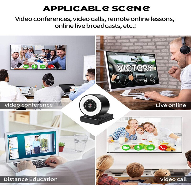 2K Autofocus PC Computer Webcam 1080p Camera HD Fill Light USB2.0 Drive-Free Can Rotate And Adjust Desktop Live Web Camera