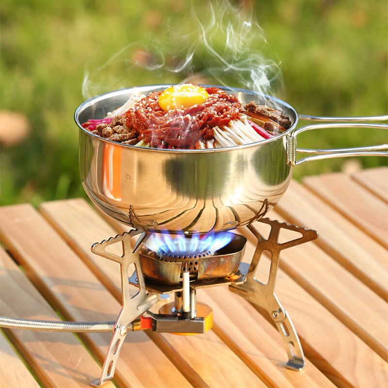 Stainless Steel Camping Cookware Portable Lunch Box Hiking Travel Cookware Camping Equipment Kamp Malzemeleri Outdoor Items