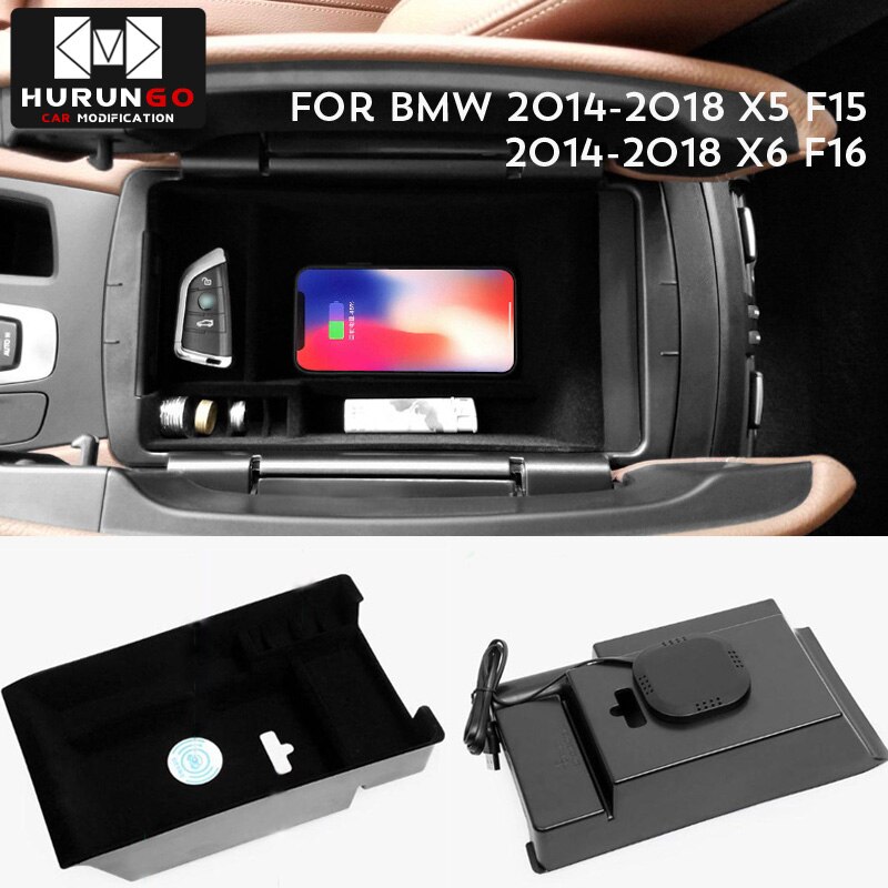 1lot Mobile phone wireless charging Central Armrest storage box For BMW X1 F48 /118i 120i F20 F21 saden: D