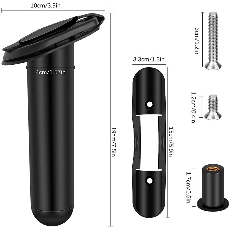 Kayak Fishing Rod Holder Flush Mount with Cap Cover and Paddle Clips for Kayak,Fishing Boat,Canoe Fishing Tackle Tool