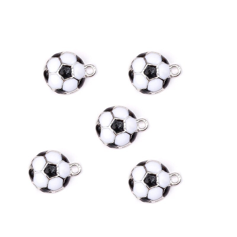 Dijes de esmalte de fútbol para fabricación de joyas, 5 piezas, cuentas colgantes de fútbol, pulseras DIY, collar, accesorios colgantes: Violeta