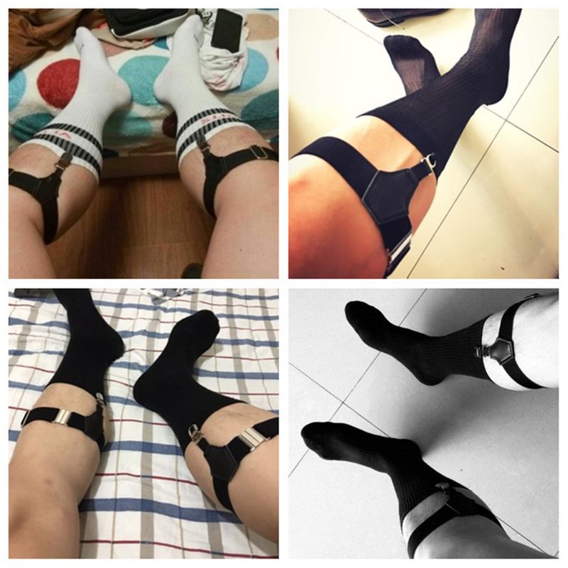 1 par de calcetines elásticos para hombre, tirantes de pierna, Clip para liga, hebilla sin abrazadera deslizante
