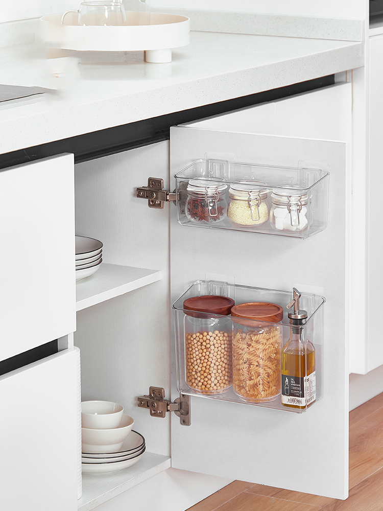 Clear Wall Mount Organizer for Wall,Cabinet Door Organizer for Bathroom,Pantry,Kitchen,Laundry,Spice/Cosmetics Storage Box