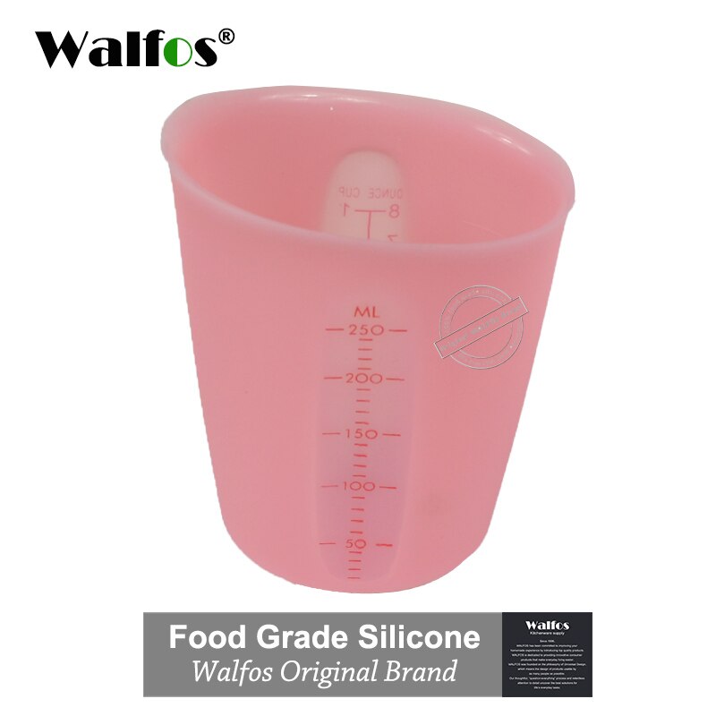 WALFOS-tazas medidoras de silicona flexibles, Alimentaria, 500ml, cuchara de medir, utensilios para hornear, utensilios de repostería para Cocina: 250 ml pink
