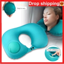 Portable Inflatable U-shaped Pad Travel Pillow Foldable Office Plane Siesta Support Headrest Travel Essential U Pillow