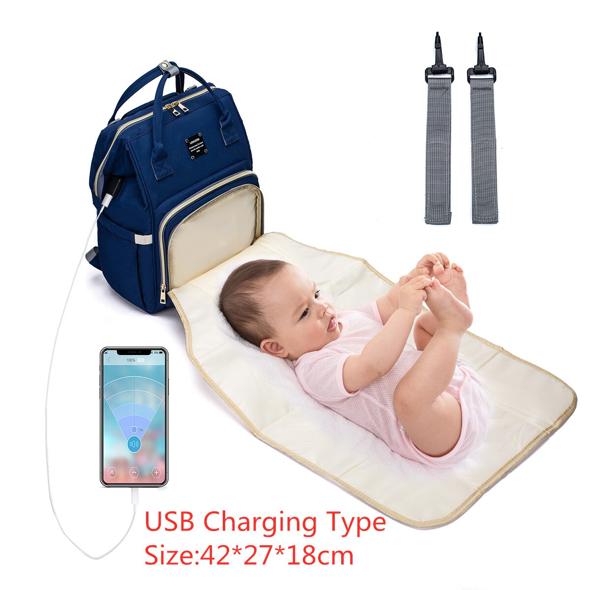 Mode Luiertassen Rugzak Multifunctionele Opvouwbare Baby Bed Wieg Tas Grote Capaciteit Wandelwagen Zak Isolatie Verpleging Druppels: chargingF
