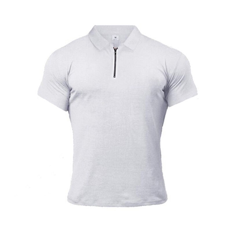 T-Shirt manches courtes pour homme, vêtement de sport, Slim, avec fermeture éclair, à la: White / XL