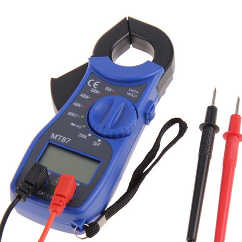 Blauwe kleur LCD Digitale Stroomtang Multimeter Voltmet Elektrische Spanning Tester MT87