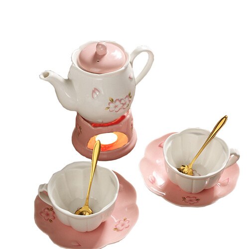 Ensemble de tasse à café rose fleur en porcelaine mignon plateau turc tasse à thé en céramique tasse à thé et soucoupe ensemble de 6 ensembles de café Xicara AC50BD: Style19