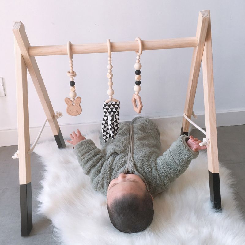 1 Set Nordic Cartoon Baby Houten Konijn Oor Speelgoed Hanger Baby Gym Fitness Rack Kit Peuter Infant Kamer Ornament Decoraties