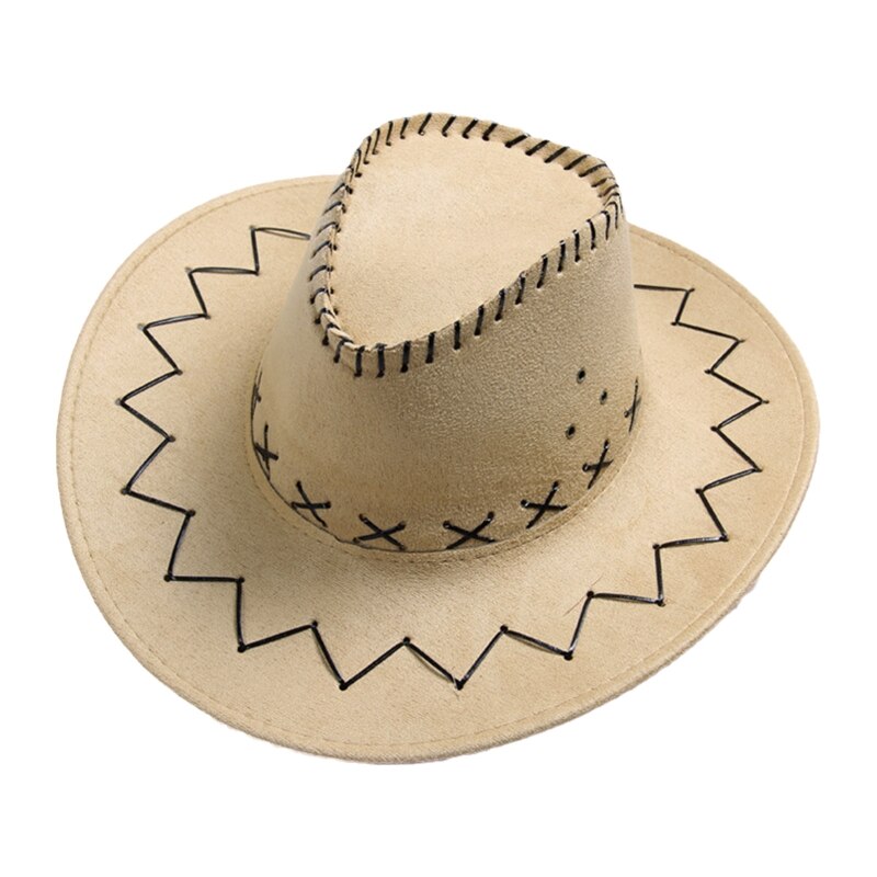 Cowboy Hat with Windproof Rope Wide Brim Western Cowgirl Hat for Unisex: Adult beige