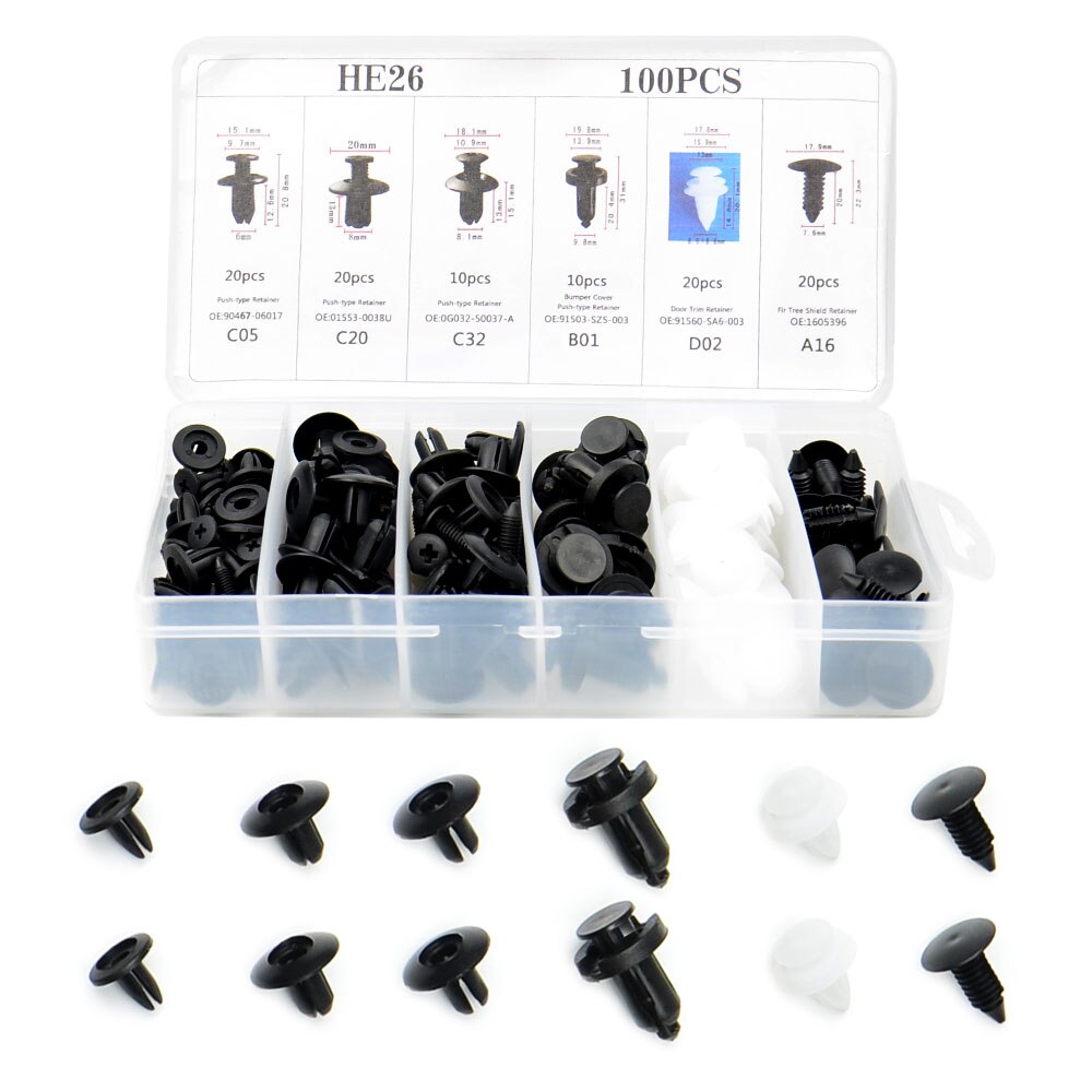 100pcs Mixed Auto Fastener Clip Car Body Push Reta... – Grandado