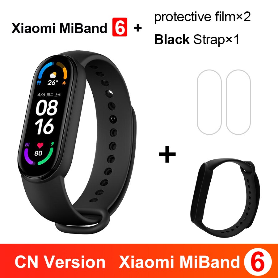 Globalna wersja Xiaomi Mi Band 6 Smart Bracelet5 kolor 1.56 &quot;ekran AMOLED Fitness tętno wodoodporny wielojęzyczny Miband 6: CN Black N Film