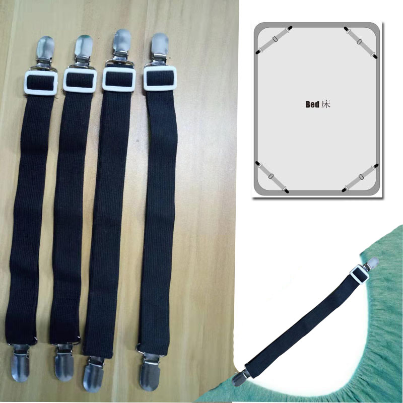 4 stuks Verstelbare Elastische Matrashoes Hoek Houder Clip Bed Sheet Fasteners Bandjes Grijpers Jarretel Koord Haak Loop Sluitingen