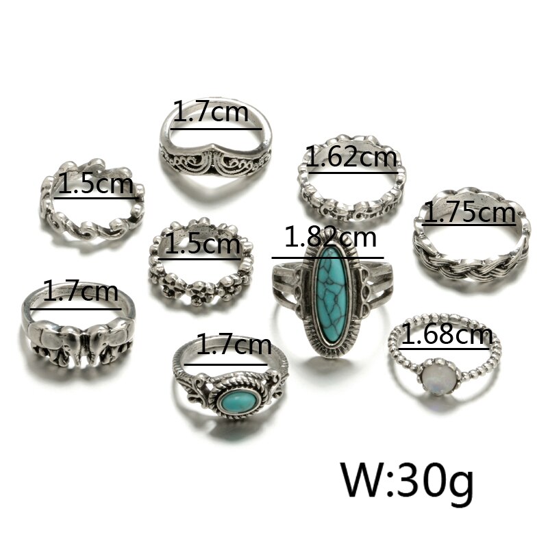 Tocona 9 Stks/set Boho Olifant Bloem Golf Gesneden Knuckle Midi Vinger Ringen Set Voor Vrouwen Antiek Zilver Kleur Ringen Sieraden 3589