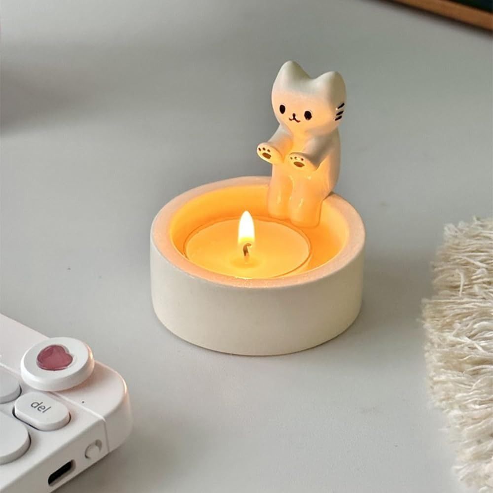 Bougeoir en résine pour chaton de dessin animé, bougeoir pour chat grillé, chauffe les pattes, bougeoir d'aromathérapie pour chat