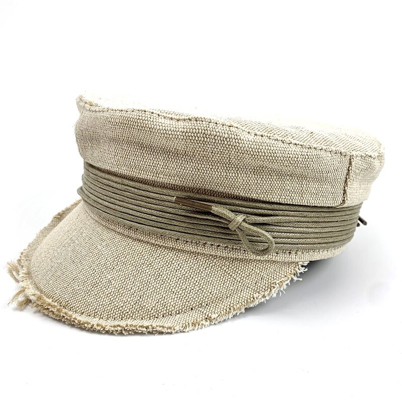 Women's Linen Newsboy Cap Mariner Style Greek Fisherman's Sailor Fiddler Hat: Style 2