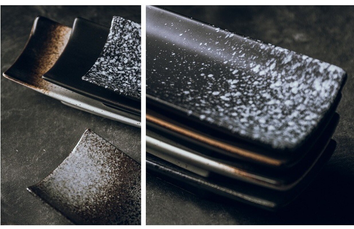 Japanese plate rectangular sushi plate Black simpl... – Vicedeal