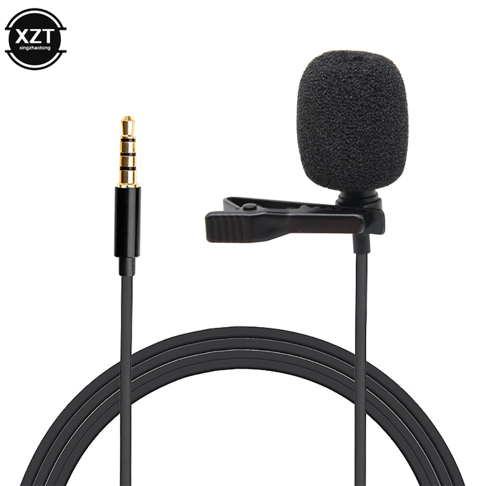 Portable Omnidirectional 4 Pole 3.5mm Jack Microphone Lavalier Tie Clip Mini Mic Audio Recording Interview for Laptop Phone