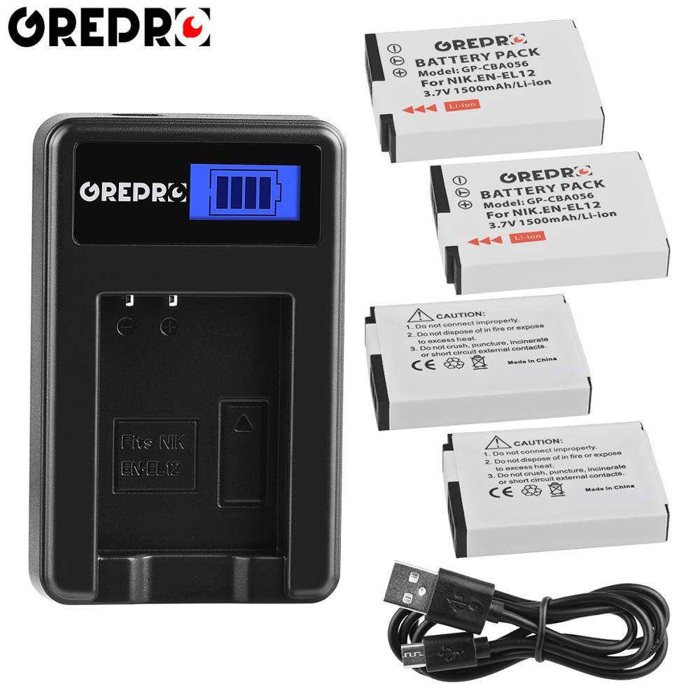 3Pcs EN-EL12 ENEL12 EN EL12 Battery + LCD USB Charger for Nikon Coolpix AW100s AW110s AW120s S610 S610c S710 S620 S630 S8000 S70: 4B with Charger