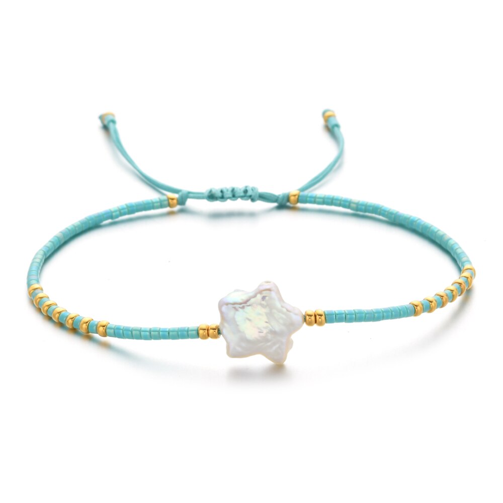 ZMZY Della Boemia di Modo Naturale D'acqua Dolce Bracciali di Perle per le donne Boho Nuovo MIYUKI Perline Fatti A Mano Star Braccialetto Femme Gioielli: B